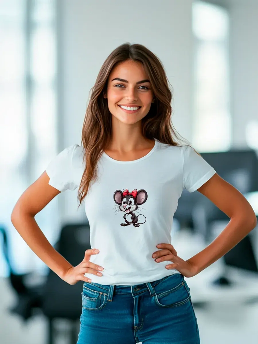 Футболка больших размеров с принтом мышка