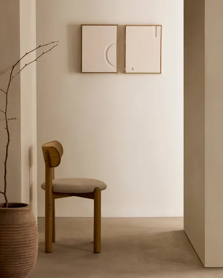 Стул Nebai, бежевый шенилл, массива дуба светлый