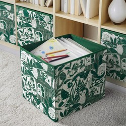 IKEA SKOGSDUVA  (ИКЕА СКОГСДУВА)  -  Коробка, зеленая/белая, 33x38x33 см