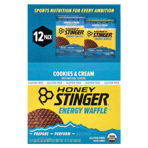 Honey Stinger, Energy Waffle, печенье и крем, 12 вафель по 30 г (1,06 унции)