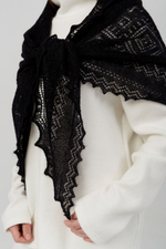 Оренбургский пуховый платок-косынка П3-130184-07 черный