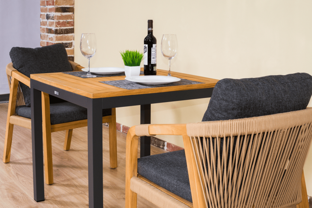 Стол обеденный Ideal Patio ТЕЛЛА алюминий, тик 80x80 см (4 ножки) резервный дубль