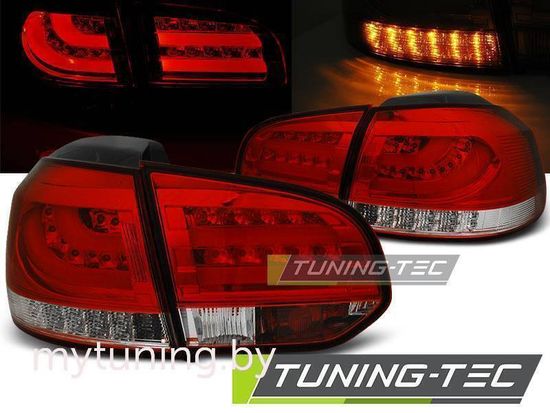 Задние фонари VW Golf 6 red white led bar