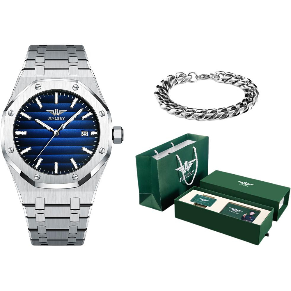 JINLERY Explorer Collection Automatic Mechanical Movement Stainless Steel Watchband Watch Men"s Watches