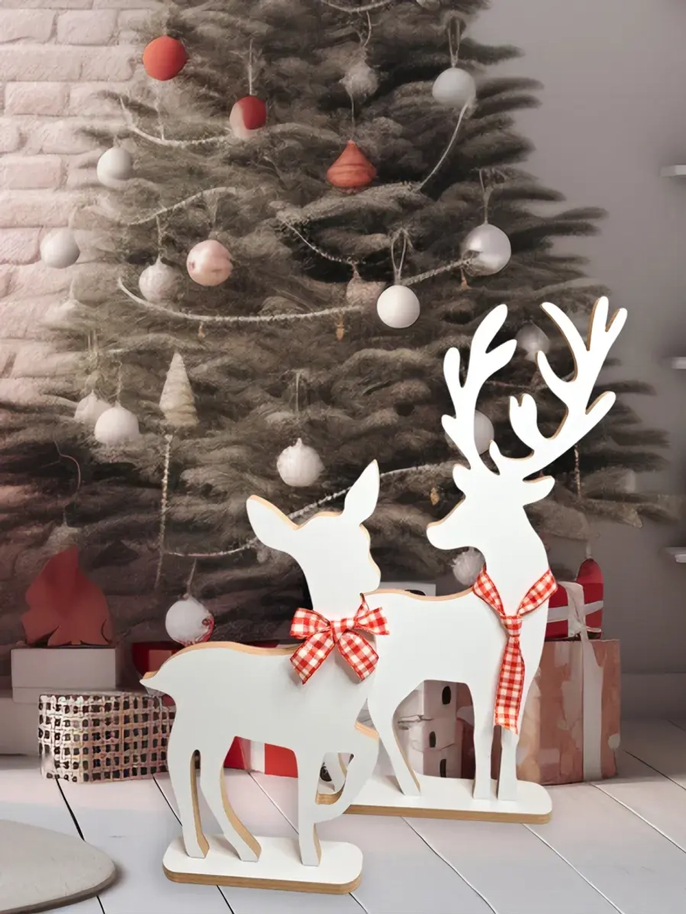 Новогодний декор. Набор из двух оленей 73см, 57см
