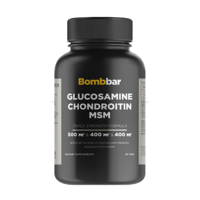 Глюкозамин Хондроитин с МСМ, Glucosamine Chondroitin MSM, Bombbar, 90 таблеток