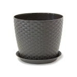 Кашпо РОТАНГ D210мм 4,7л с поддоном коричневый ротанг 0,181,21х0,21м (комплект 20 шт)