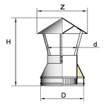 Зонт DAH на трубу D160 с изоляцией 50 мм, AISI 321 (Вулкан)