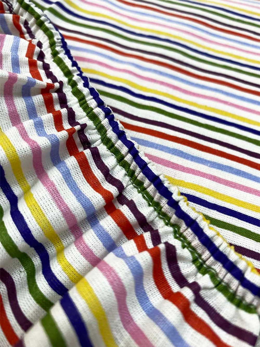 Постельное белье перкаль Сказка "Радужная полоска" евро Наволочка 50х70 см 2 шт Простынь на резинке 180x200 см Пододеяльник 200x215 см