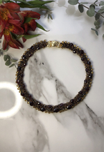 Колье из бисера "Змейка" ручной работы 48 см с камнем Гранат (альмандин)