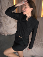 Жакет с ассиметричной застежкой из 100% шелка, подклад купро