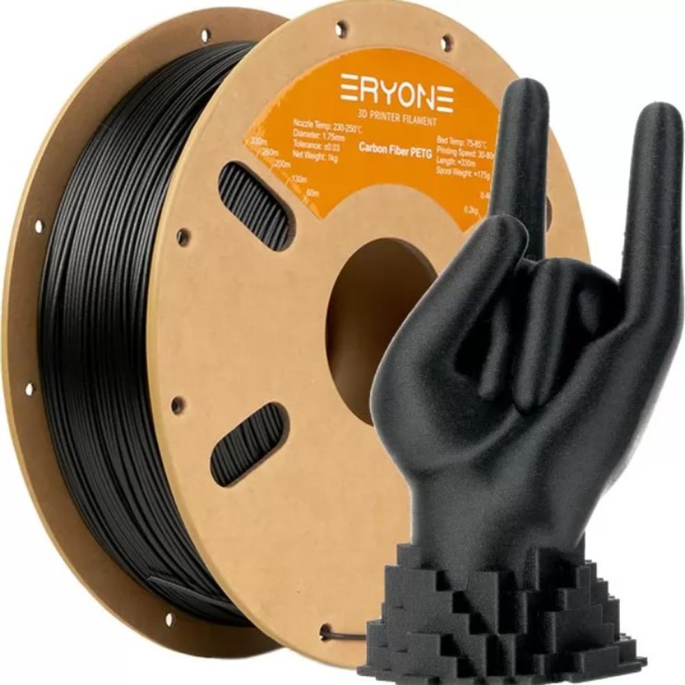 PETG Carbon Fiber пластик 1.75 мм ERYONE черный 1 кг PETG Carbon Fiber пластик 1.75 мм ERYONE черный 1 кг