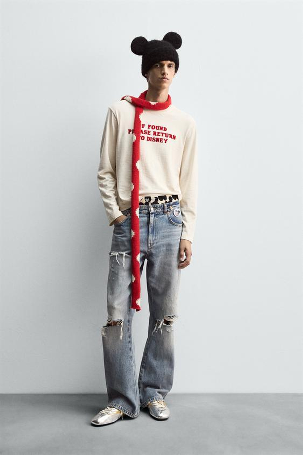 ZARA HARRY LAMBERT X DISNEY ФУТБОЛКА С НАДПИСЬЮ, ЭКРЮ