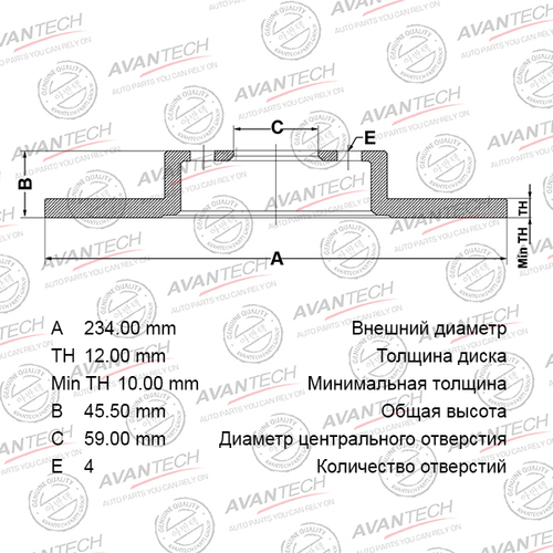 Диск тормозной AVANTECH BR0220S
