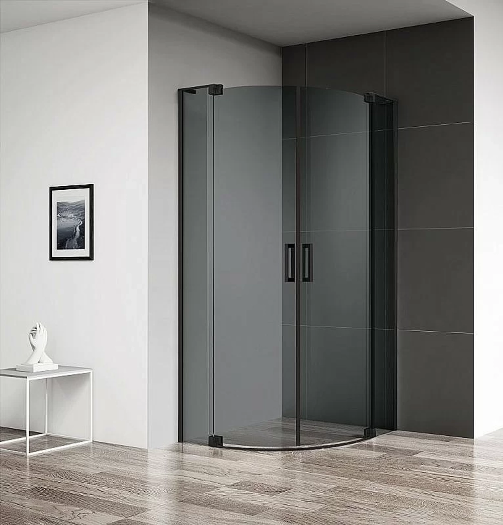 Душевой уголок Cezares Slider 95х95 SLIDER-R-2-90/100-GRIGIO-NERO стекло серое тонированное/профиль черный матовый