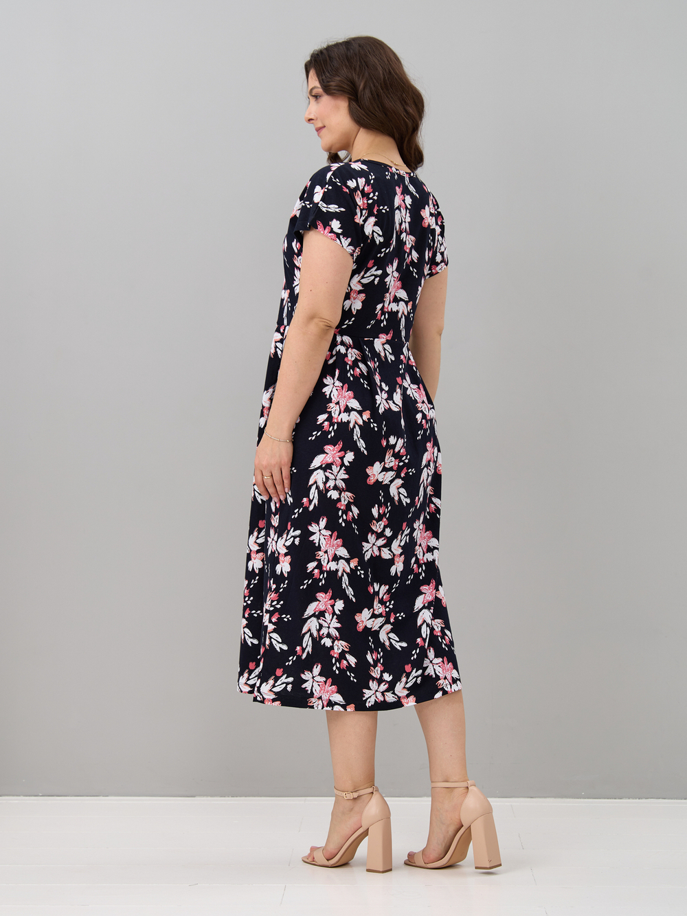 Платье П-026/синий-цветыкоралл