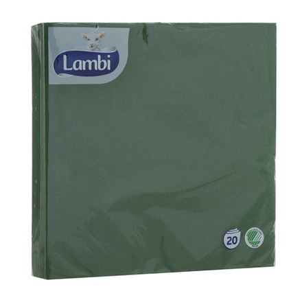 Салфетки бум. Lambi пар. 33*33 см, однотонные, зел