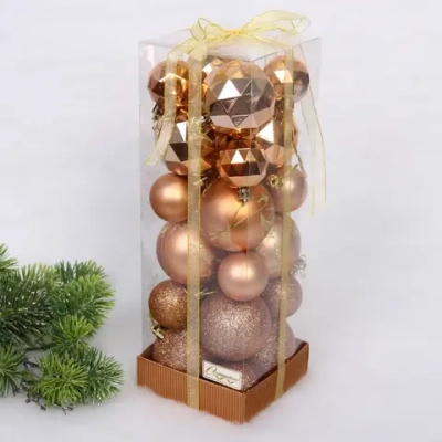 Набор шаров «Winter shine» 6 см + 4 см (24 предмета), Шампань