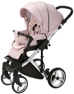 Детская коляска Adamex Chantal Special Edition Deluxe 2 в 1 C107 (СВ.РОЗ.ПЕРЛ.КОЖА ХРОМ.РАМА)