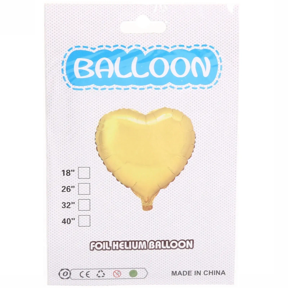 Шар фольгированный 45 см “Сердце” (золотой)
