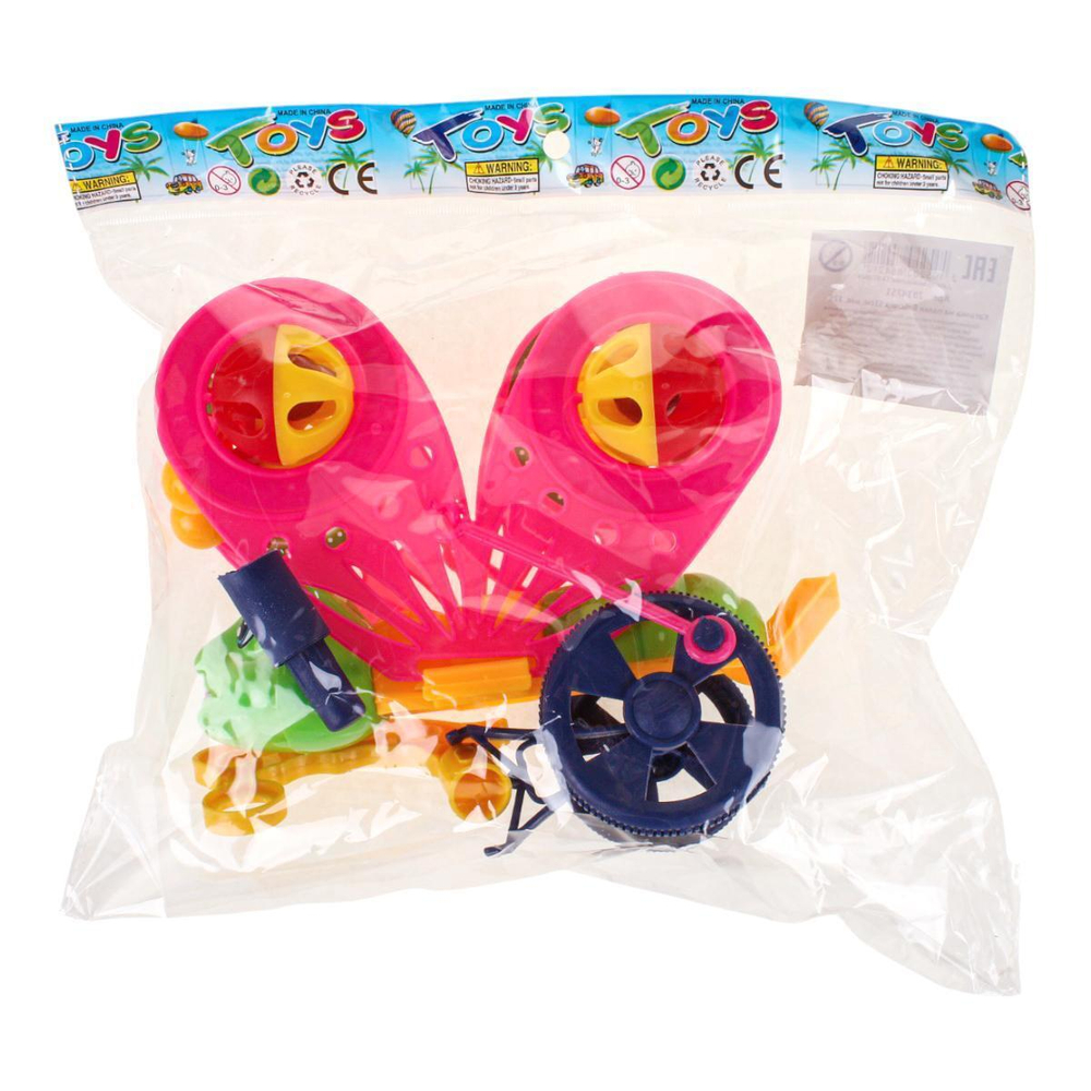 Каталка на палке Бабочка 51см, цвет желтый, пакет 336