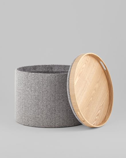 Пуф с ящиком Хюгге L букле серый