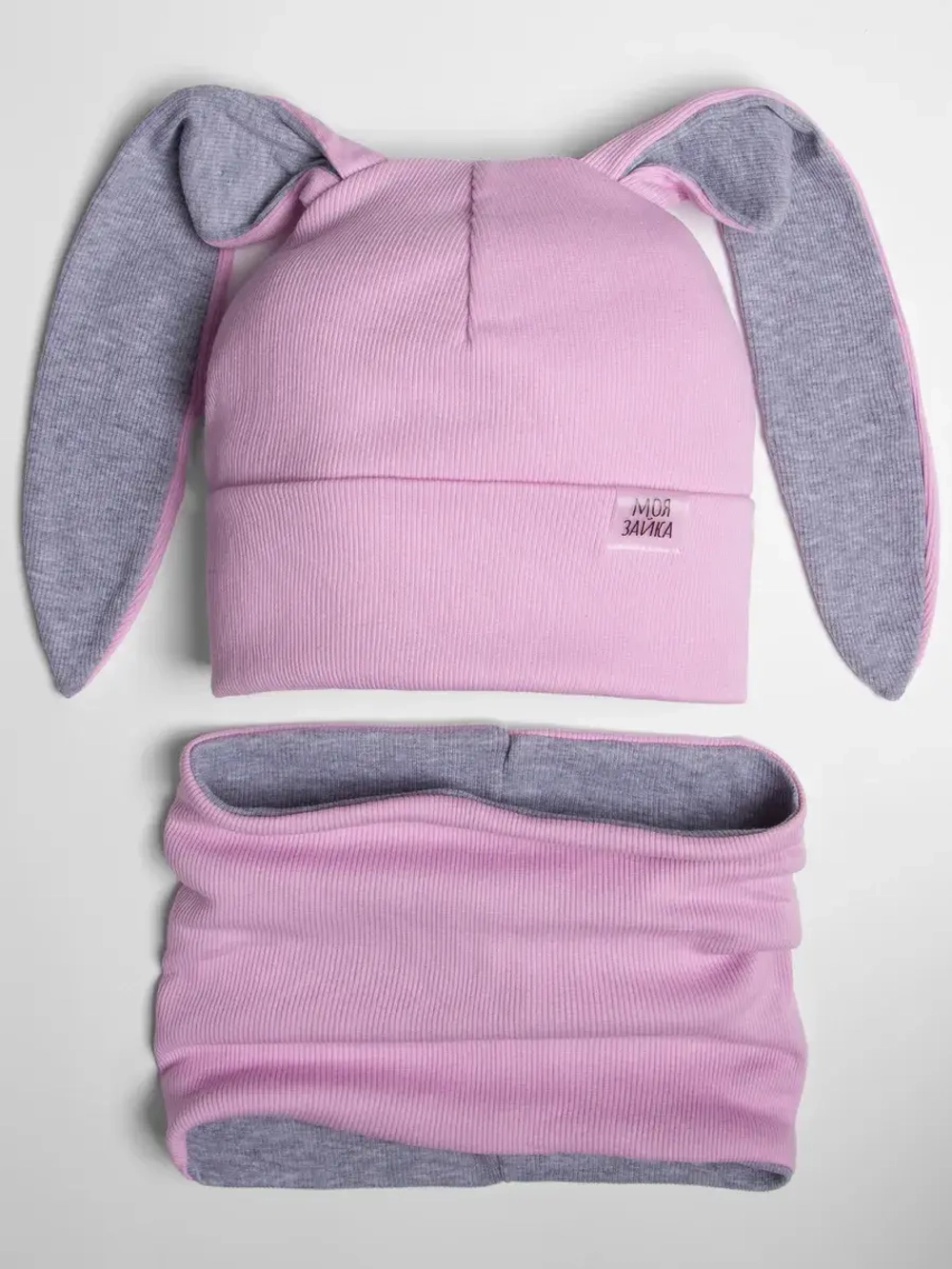 Шапка для девочек осенняя, с ушками розовая