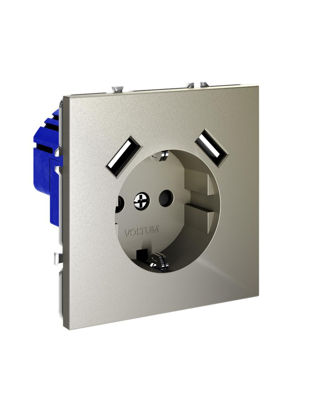 Розетка 1-м СП S70 16А с USB A+A с заземл. защ. шторки механизм шелк Voltum VLS040404