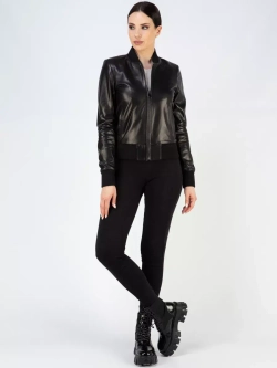 Кожаная куртка демисезонная на молнии бомбер