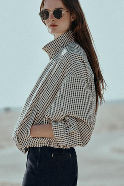 ZARA БОМБЕР В КЛЕТКУ, ЧЕРНЫЙ/ЭКРЮ