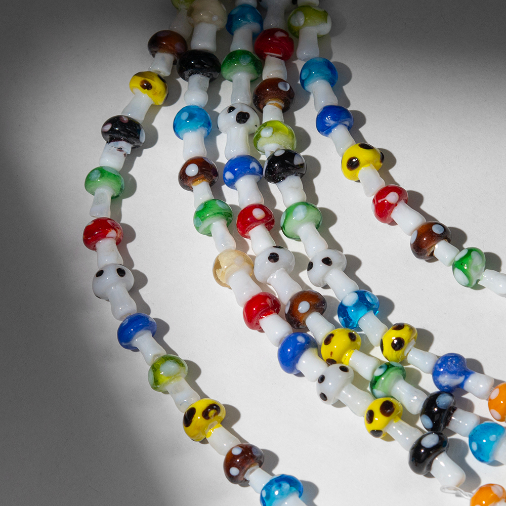 Стеклянные бусины в форме грибочков, 10-14мм, микс цветов