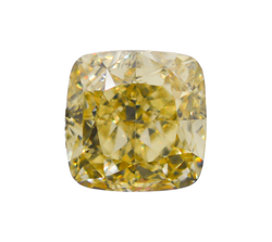 Лабораторно-выращенный бриллиант кушон 5.66 х 5.59 х 3.66 мм Fancy YELLOW/VVS2 1.09 ct