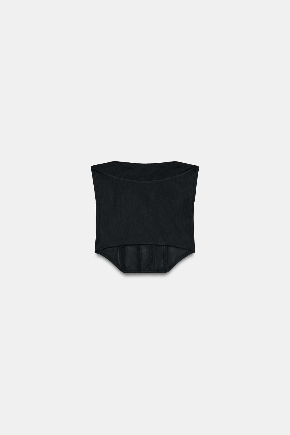 ZARA КОРСЕТ ИЗ ПОЛУПРОЗРАЧНОЙ ТКАНИ СО СБОРКАМИ, ЧЕРНЫЙ