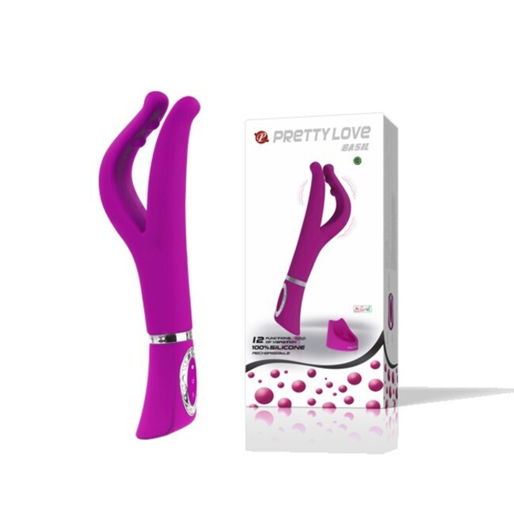 Мощный вибратор Pretty Love BASIL на подзарядке (12 режимов) (Цвет: фуксия)