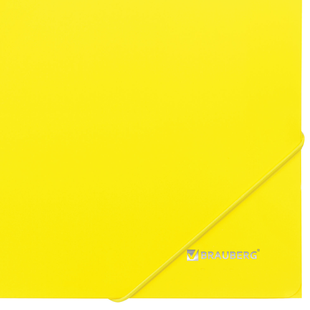 Папка на резинках BRAUBERG "Neon" неоновая желтая до 300 листов 0 5 мм (8 штук в упаковке)