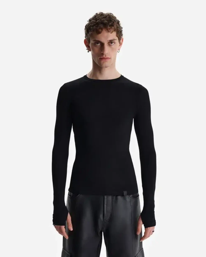 Лонгслив из тонкого трикотажа черный