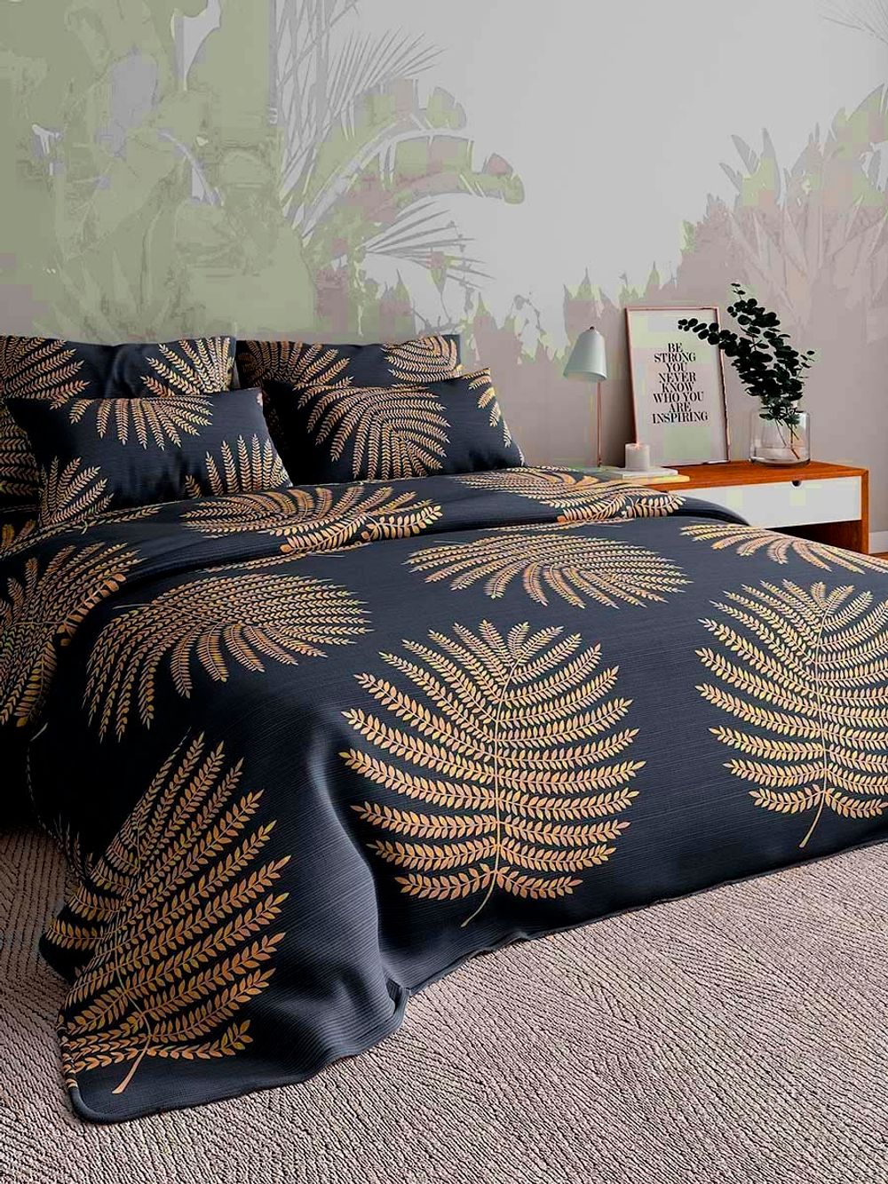 Наволочка комплект 2шт бязь Сказка "Папоротник" 40x60 см на молнии