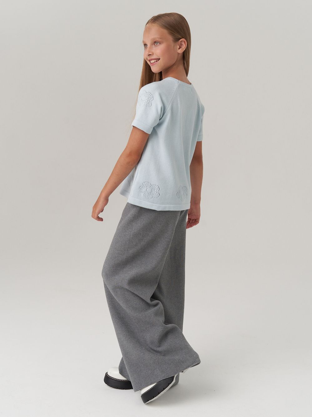 Джемпер для девочки с коротким рукавом AT1083 голубой