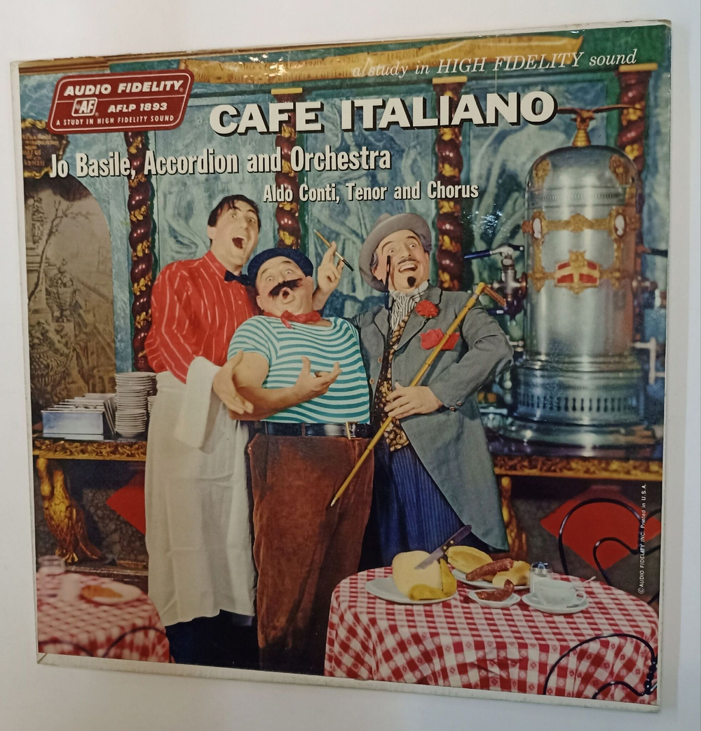 Винтажная виниловая пластинка LP Jo Basile, Accordion And Orchestra, Aldo Conti, Tenor Cafe Italiano (USA 1958)