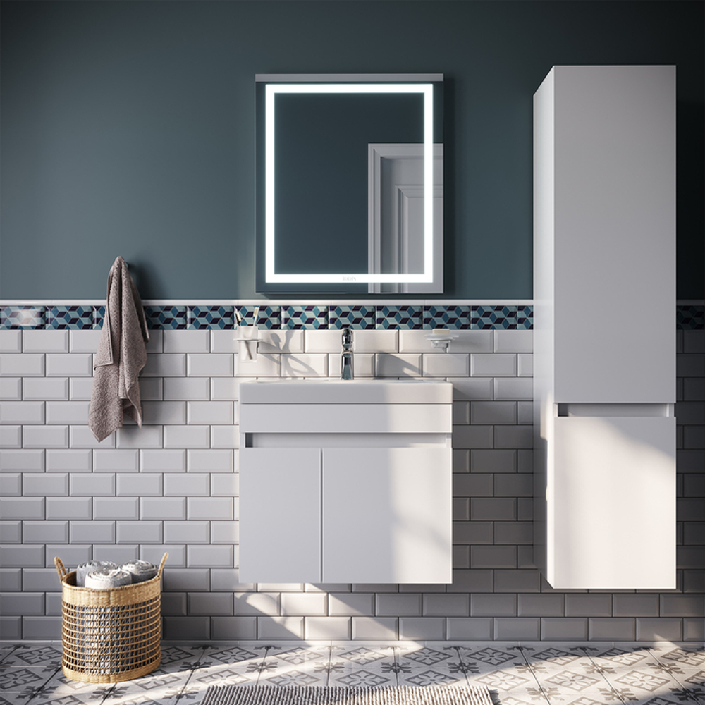 Тумба с умывальником подвесная с дверцами IDDIS Zodiac, белая, 60 см, ZOD6CD0i95K