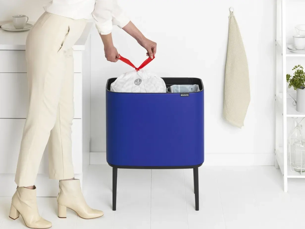 Brabantia Bo Touch 11+23 л контейнер для мусора mineral power синий