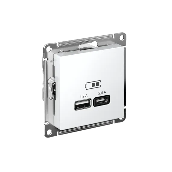 Розетка USB AtlasDesign тип A+C 5В/2.4А 2х5В/1.2А механизм лотос SE ATN001339