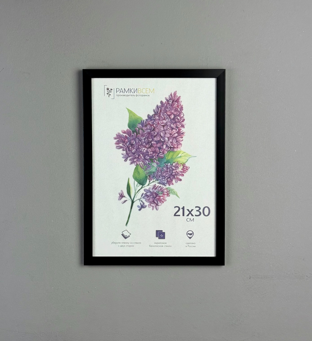 Фоторамка 21х30 см черная, без фактуры, арт. 2130.645738