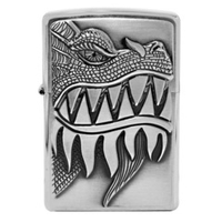 Зажигалка серебристая матовая Zippo 200 Fire Breathing Dragon с покрытием Brushed Chrome