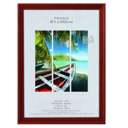 Фоторамка Image Art С18 40х60 деревянная из сосны, цвет красное дерево, вставка-прозрачный пластик | Image Art