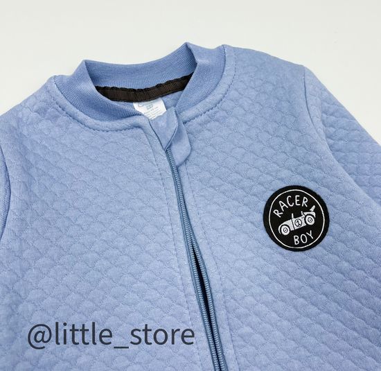 Толстовка из капитония "Быстрые машинки" серо-голубая