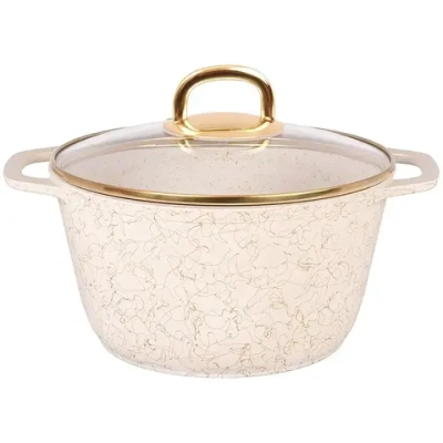 Кастрюля 3,5л «Грация» (белый/золото) со стеклянной крышкой кбз35а