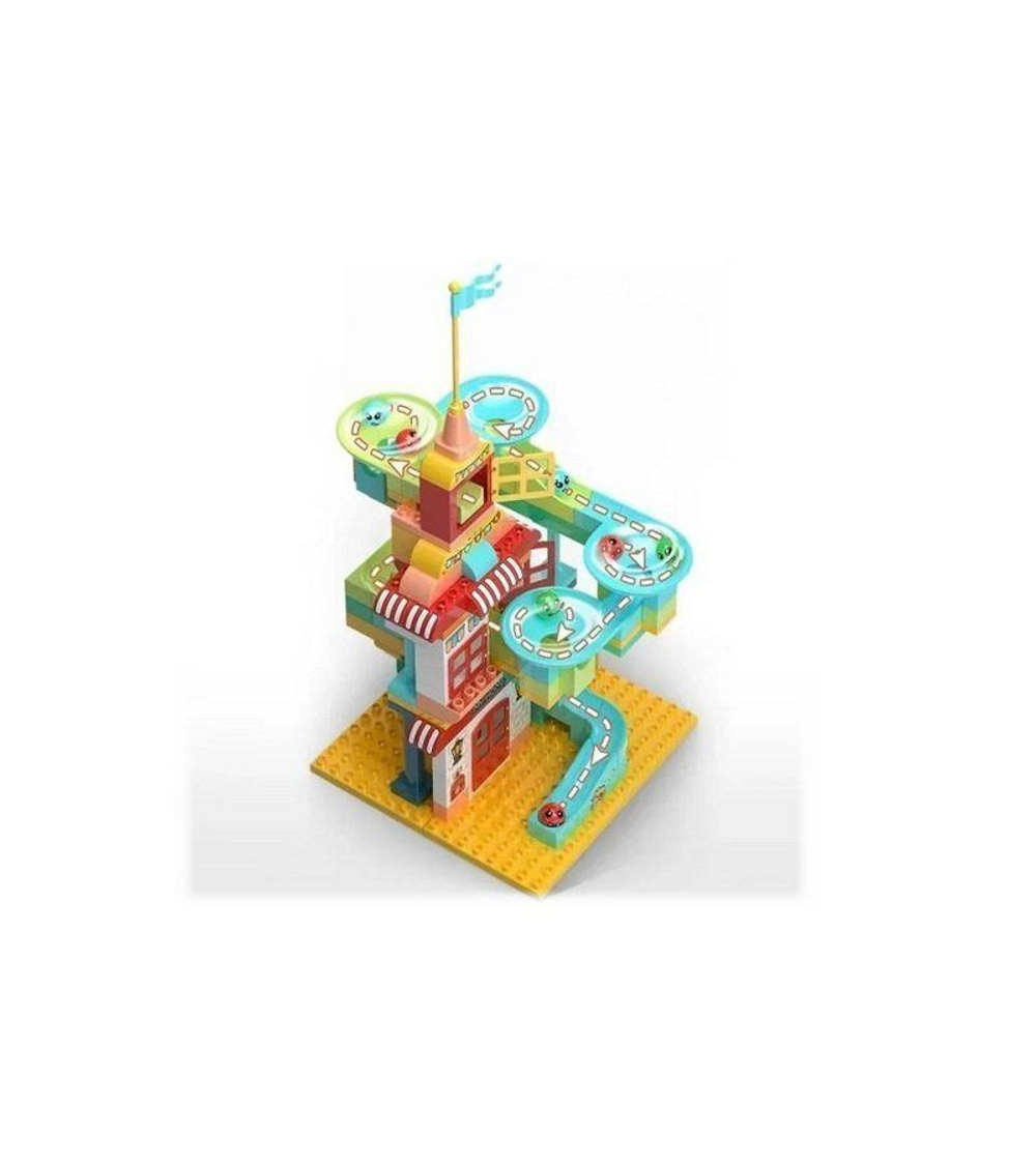 Конструктор CADA веселый дом-горка (121 деталь), интерактивный, лабиринт с шариками и воронками