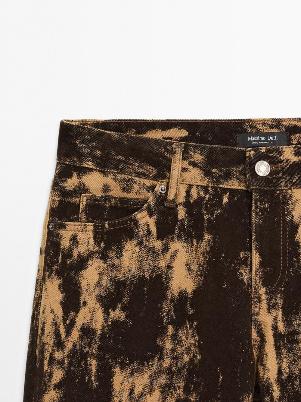 Massimo Dutti Джинсы прямого кроя из бархатистого хлопка, коричневый