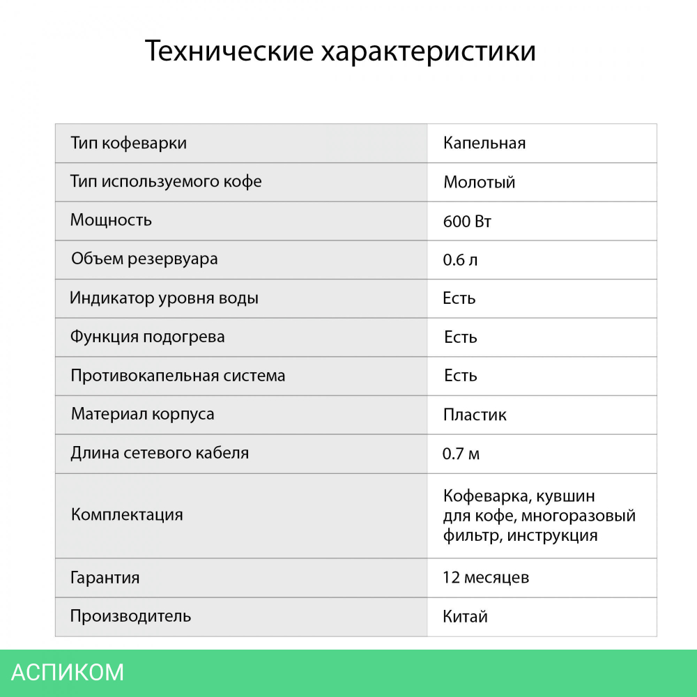 Кофеварка Starwind STD0610 черный
